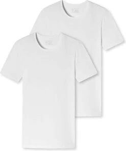 Schiesser Heren T-Shirt 2-Pack - 95/5 - Biologisch Katoen - XL - Wit -LingaDore Ondergoed Winkle 1002x1200 4
