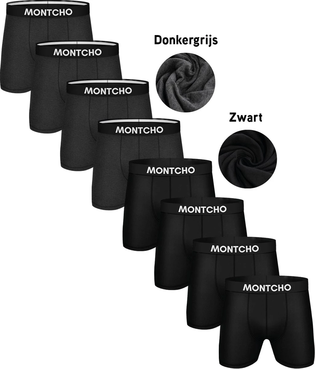 MONTCHO - Boxershort Heren - 8 Pack (4 Zwart - 4 Donkergrijs) - Maat: S 17 MONTCHO - Boxershort Heren - 8 Pack (4 Zwart - 4 Donkergrijs) - Maat: S - Afbeelding 15