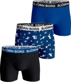 Björn Borg Boxershort Cotton Stretch - Onderbroeken - Boxer - 3 Stuks - Heren - Maat M - Blauw/Zwart