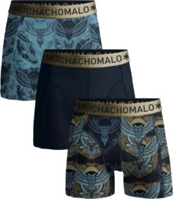 Muchachomalo Night Owl - Onderbroeken Heren - Boxershorts Heren - Blauw Met Print - 3 Pack - Maat L -LingaDore Ondergoed Winkle 1048x1200 4
