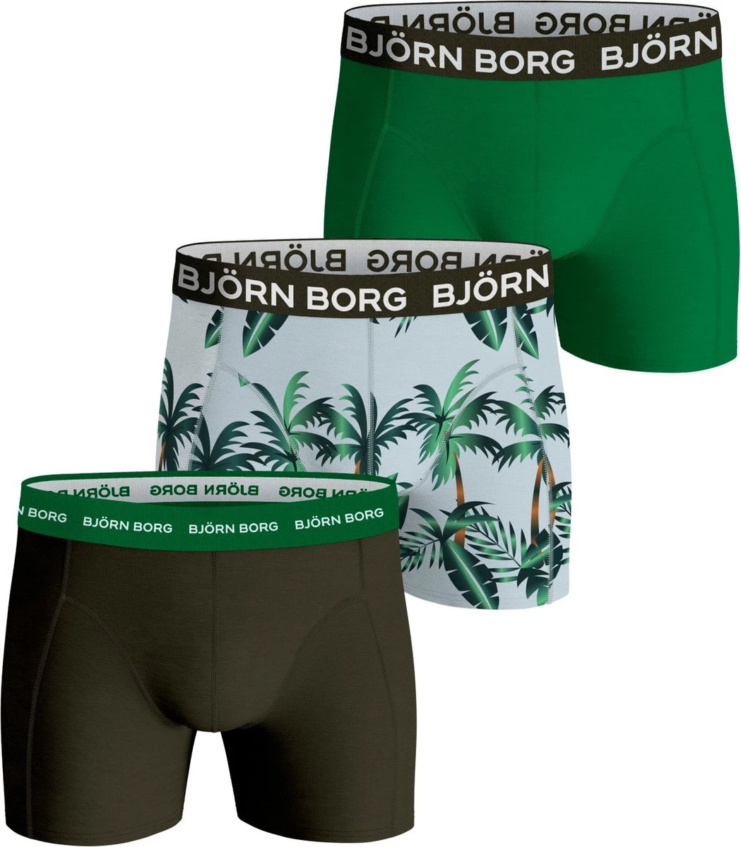 Björn Borg Boxershort Cotton Stretch - Onderbroeken - Boxer - 3 Stuks - Heren - Maat L - Groen 3 Björn Borg Boxershort Cotton Stretch - Onderbroeken - Boxer - 3 Stuks - Heren - Maat L - Groen