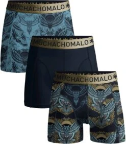 Muchachomalo Night Owl - Onderbroeken Heren - Boxershorts Heren - Blauw Met Print - 3 Pack - Maat L -LingaDore Ondergoed Winkle 1051x1200 4