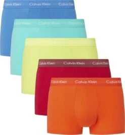 Calvin Klein Heren Boxers Normale Lengte (5-pack) - Oranje - Rood - Geel - Mint - Lichtblauw - Maat: M