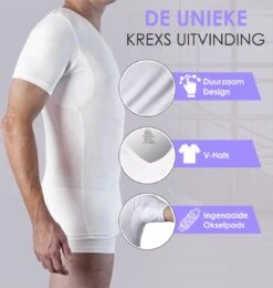 Anti Zweet Shirt – V-Hals - Krexs - Ingenaaide Okselpads – Anti Transpirant – Ondershirt - Wit - Mannen -LingaDore Ondergoed Winkle 1142x1200 1