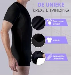 Anti Zweet Shirt – V-Hals - Krexs - Ingenaaide Okselpads – Anti Transpirant – Ondershirt - Zwart - Mannen -LingaDore Ondergoed Winkle 1142x1200 2