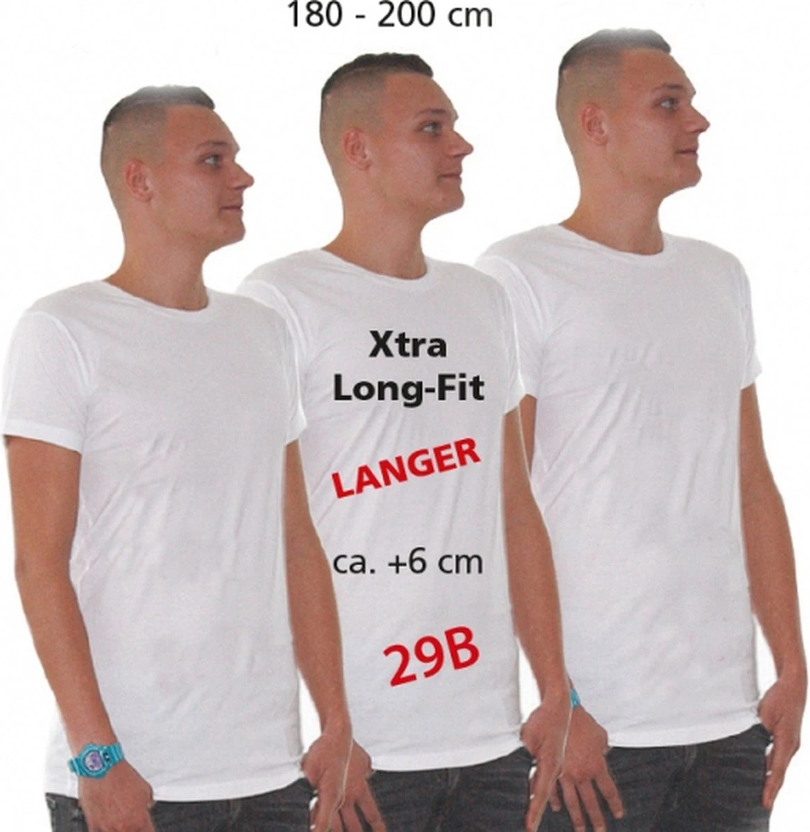 Set Van 3x Stuks Longfit T-shirt Wit Voor Heren - Extra Lang Basic Shirt - 100% Katoen - Ondershirts, Maat: L 3 Set Van 3x Stuks Longfit T-shirt Wit Voor Heren - Extra Lang Basic Shirt - 100% Katoen - Ondershirts, Maat: L