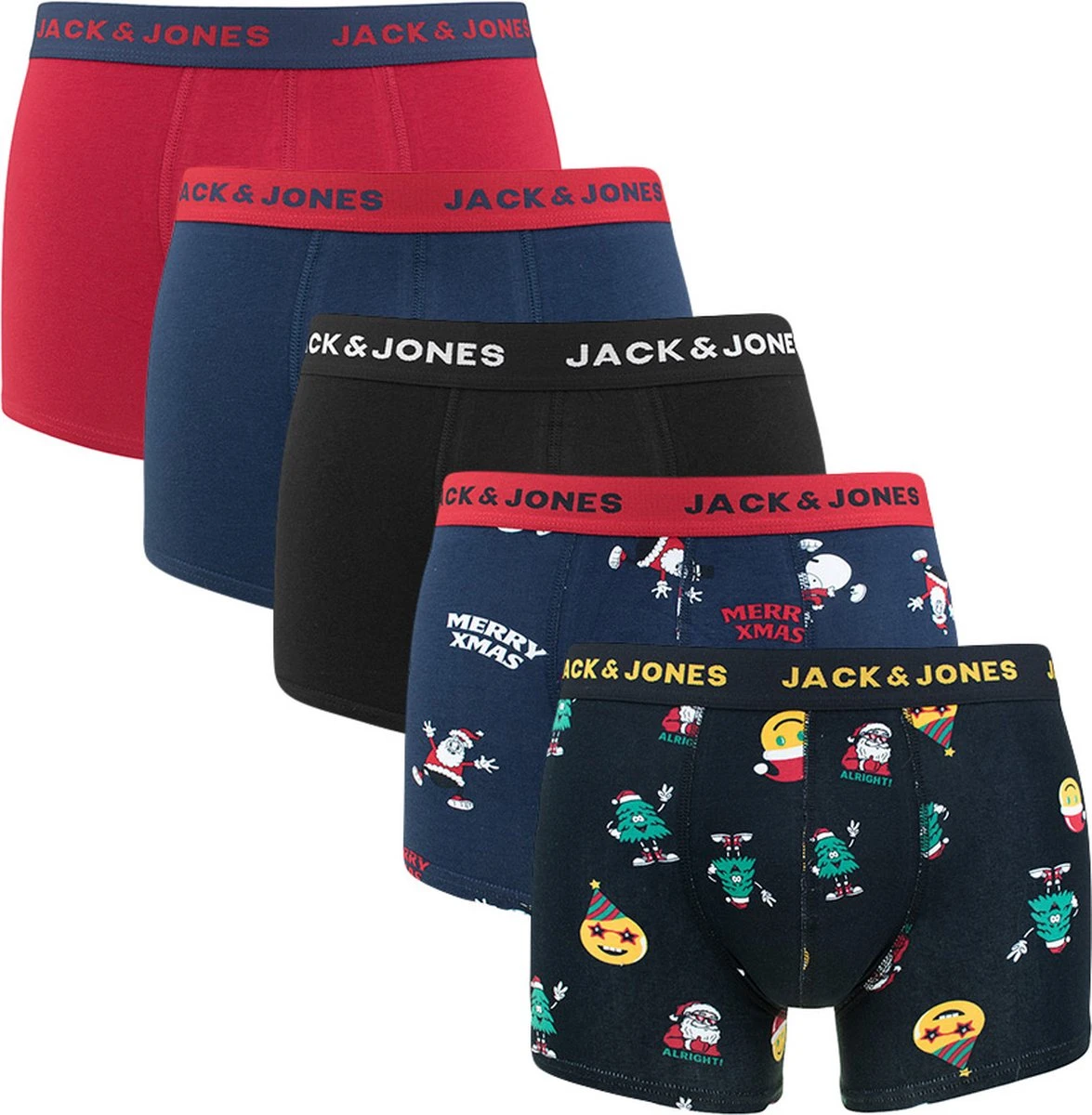 JACK&JONES JACSMILEY XMAS TRUNKS 5 PACK Heren Onderbroek - Maat M 3 JACK&JONES JACSMILEY XMAS TRUNKS 5 PACK Heren Onderbroek - Maat M