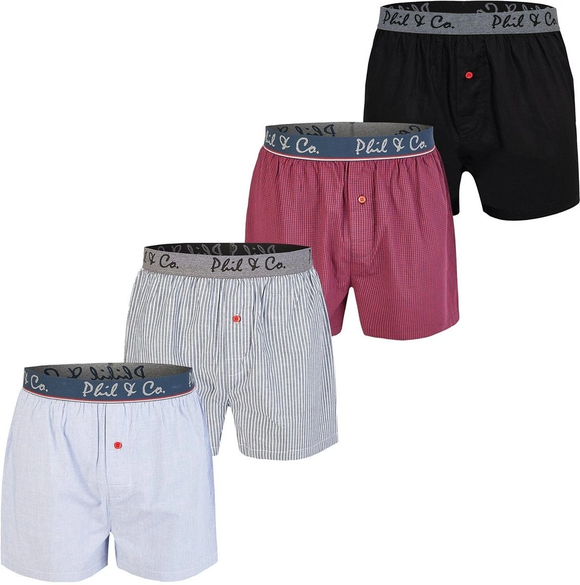 Phil & Co Wijde Boxershorts Heren 4-Pack Logo Waistband - Maat M - Losse Boxershort Heren 3 Phil & Co Wijde Boxershorts Heren 4-Pack Logo Waistband - Maat M - Losse Boxershort Heren
