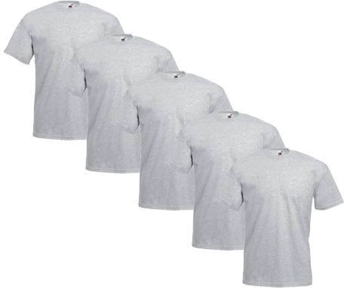 Fruit Of The Loom - 5 Stuks Valueweight T-shirts Ronde Hals - Heather Grey - XXXL 3 Fruit Of The Loom - 5 Stuks Valueweight T-shirts Ronde Hals - Heather Grey - XXXL