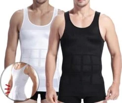 Merkloos Corrigerend Hemd Mannen - Body Buik Shapewear Shirt - Figuurcorrigerend Correctie Ondershirt - Slim Waist Shaper - Mouwloos Onderhemd - Wit Medium