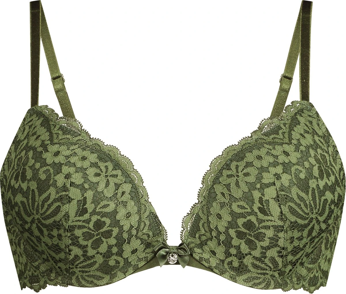 Hunkemöller Dames Lingerie Voorgevormde Push-up Beugel Bh Rose - Groen - Maat C70 3 Hunkemöller Dames Lingerie Voorgevormde Push-up Beugel Bh Rose - Groen - Maat C70