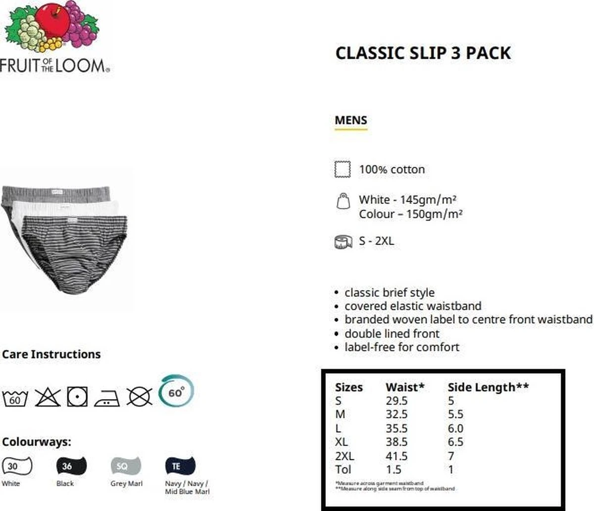 3 Pack Fruit Of The Loom Heren Slips Zwart XL 7 3 Pack Fruit Of The Loom Heren Slips Zwart XL - Afbeelding 5