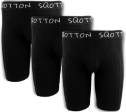 3-Pack SQOTTON® Boxershort - Extra Lange Pijp - Zwart - Maat L