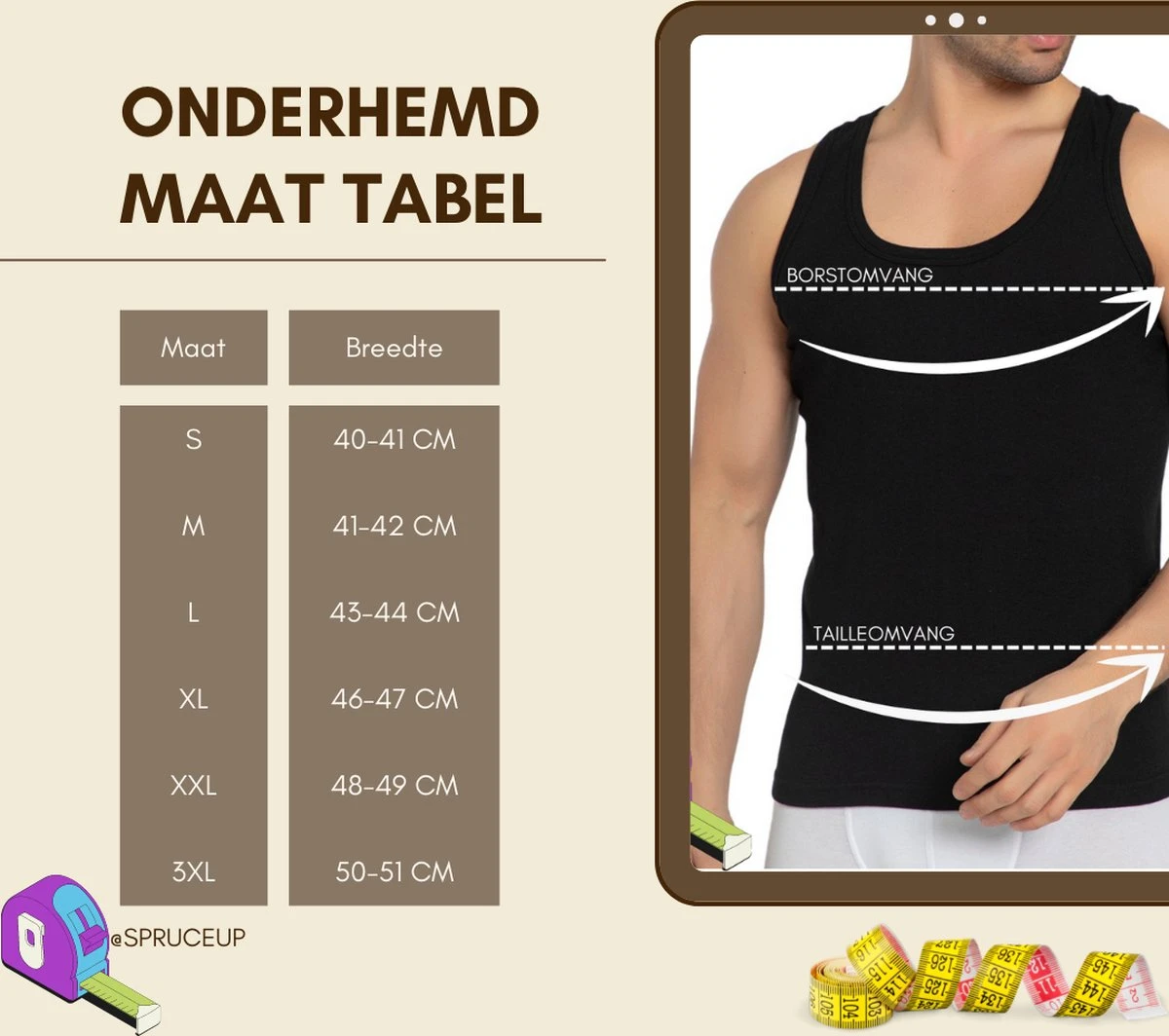 SPRUCE UP - Onderhemden - Hemden Heren - Onderhemd Heren - Ribstof - Zwart - 100% Katoen - Tanktop Heren - Mouwloos - Heren Ondergoed - Ronde Hals - Maat L 4 SPRUCE UP - Onderhemden - Hemden Heren - Onderhemd Heren - Ribstof - Zwart - 100% Katoen - Tanktop Heren - Mouwloos - Heren Ondergoed - Ronde Hals - Maat L - Afbeelding 2