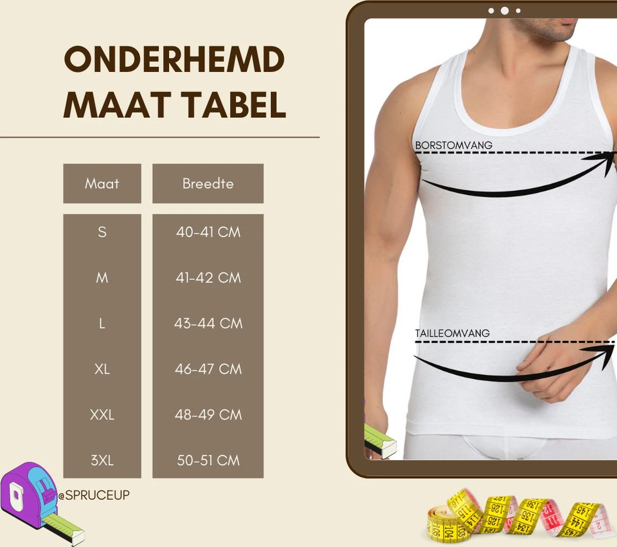 SPRUCE UP - Onderhemden - Hemden Heren - Onderhemd Heren - Wit - 100% Katoen - Tanktop Heren - Mouwloos - Heren Ondergoed - Ronde Hals - Maat L 4 SPRUCE UP - Onderhemden - Hemden Heren - Onderhemd Heren - Wit - 100% Katoen - Tanktop Heren - Mouwloos - Heren Ondergoed - Ronde Hals - Maat L - Afbeelding 2