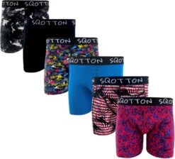 Heren Boxershorts - SQOTTON® - 6 Stuks - Criss Cross/Jungle XL