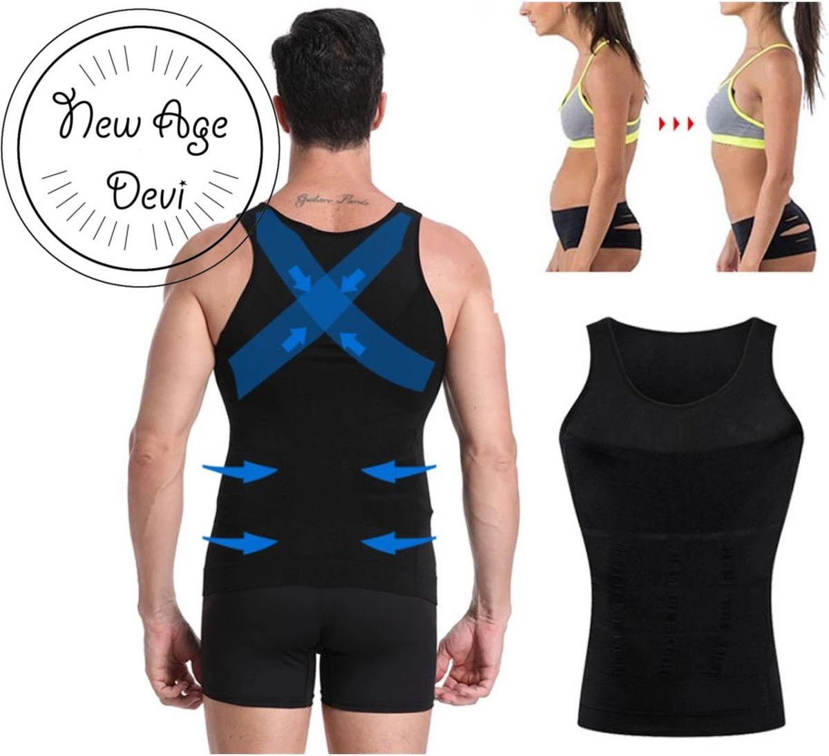 New Age Devi - Corrigerend Hemd - Mannen - Zwart - XL - Ondersteuning - Body Buik - Shapewear Shirt - Correctie Hemd - Buik Weg - Buik Verbergen - Strak Lichaam 9 New Age Devi - Corrigerend Hemd - Mannen - Zwart - XL - Ondersteuning - Body Buik - Shapewear Shirt - Correctie Hemd - Buik Weg - Buik Verbergen - Strak Lichaam - Afbeelding 7