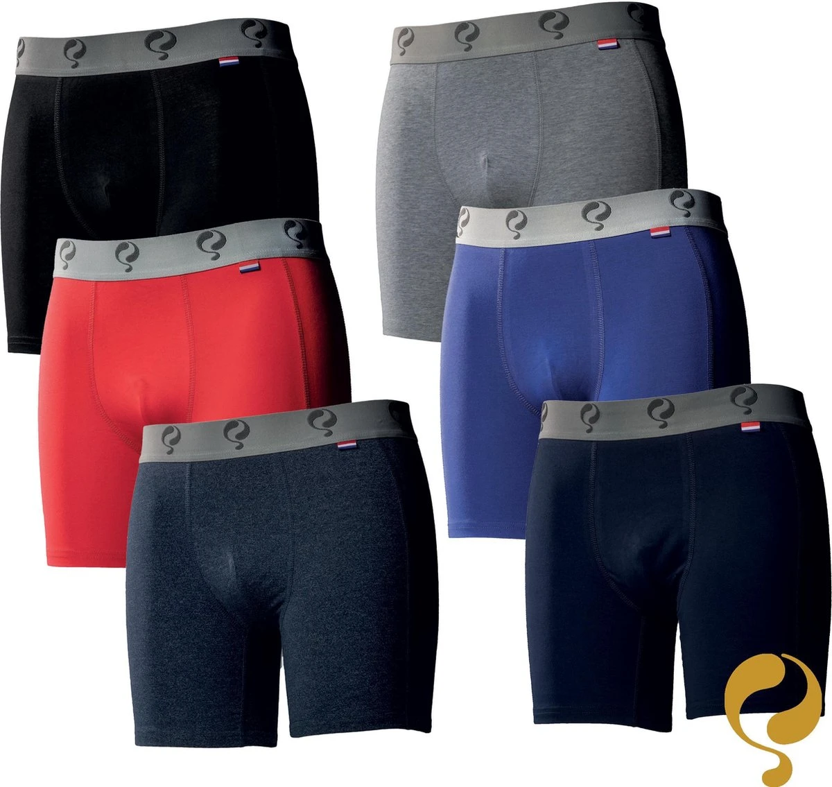 Quick Q1905 Bodywear Heren Boxershorts 6-Pack Zwart Grijs Blauw Rood Jeans Navy 3 Quick Q1905 Bodywear Heren Boxershorts 6-Pack Zwart Grijs Blauw Rood Jeans Navy