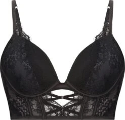 Hunkemöller Dames Lingerie Voorgevormde Longline Push-up Beugel Bh Elissa - Zwart - Maat C75