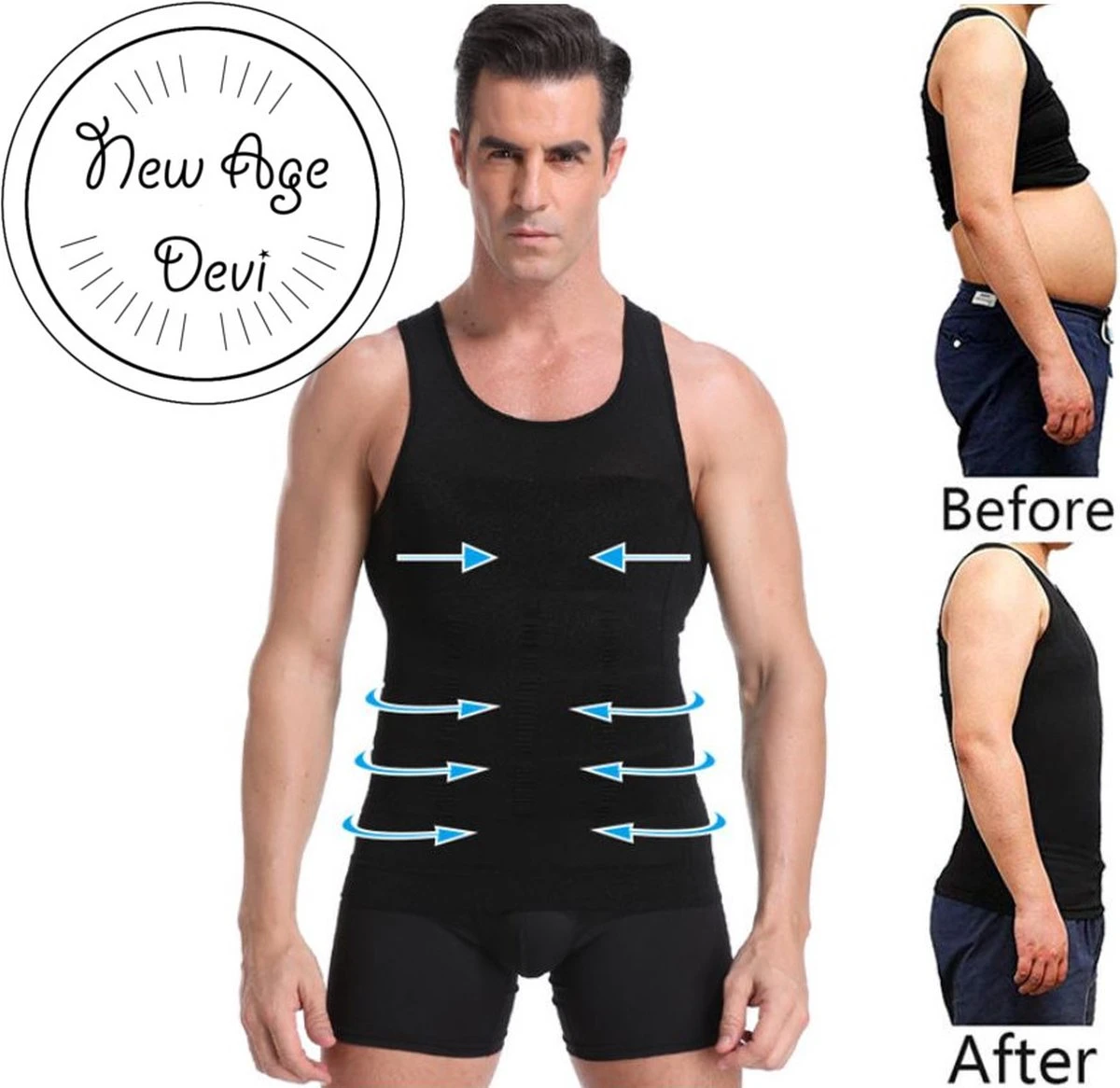 New Age Devi - Corrigerend Hemd - Mannen - Zwart - XL - Ondersteuning - Body Buik - Shapewear Shirt - Correctie Hemd - Buik Weg - Buik Verbergen - Strak Lichaam 3 New Age Devi - Corrigerend Hemd - Mannen - Zwart - XL - Ondersteuning - Body Buik - Shapewear Shirt - Correctie Hemd - Buik Weg - Buik Verbergen - Strak Lichaam