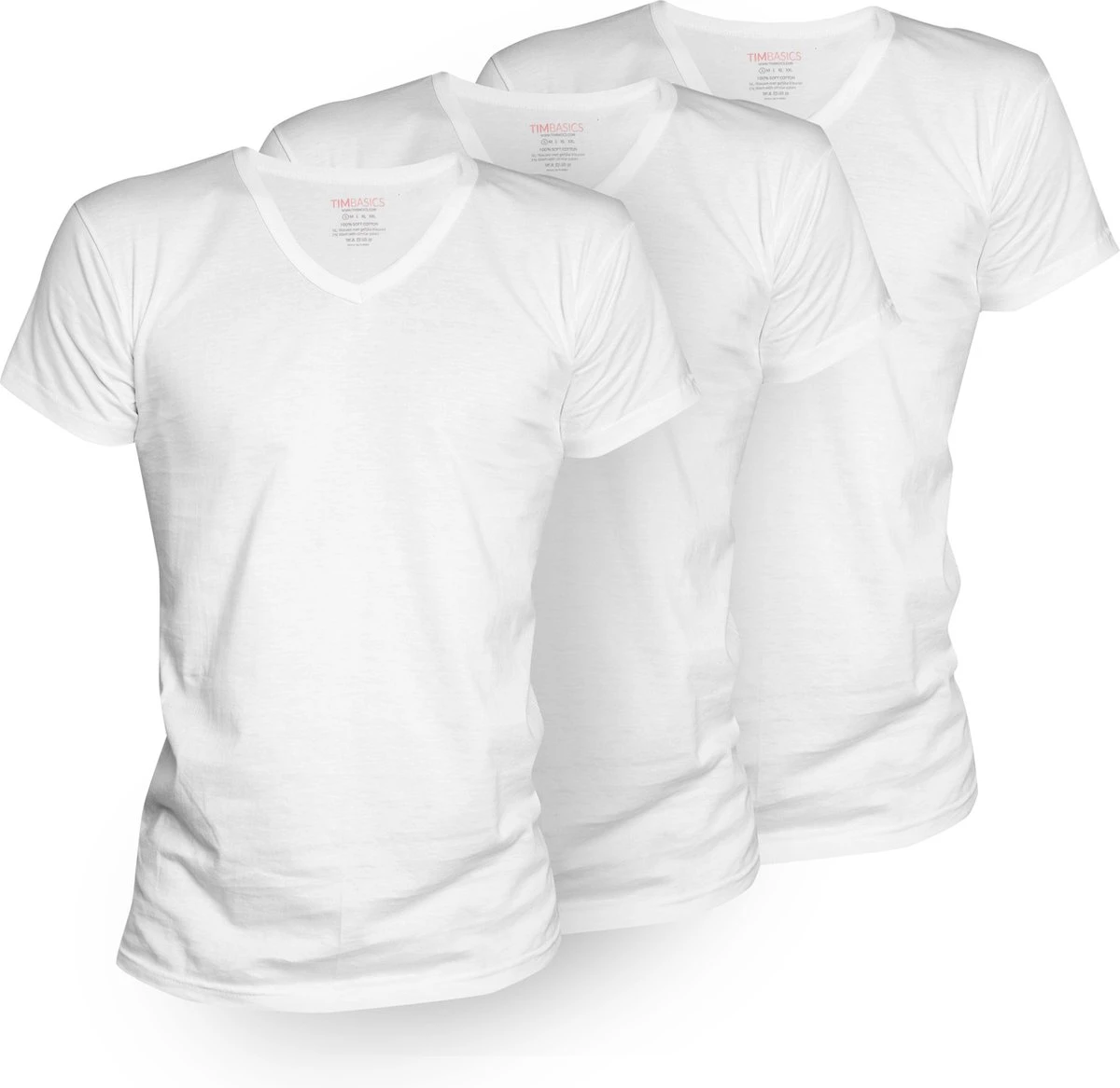 TimBasics - 100% Katoen - V-Hals Heren Ondershirt -3-Pack - Wit - L 3 TimBasics - 100% Katoen - V-Hals Heren Ondershirt -3-Pack - Wit - L