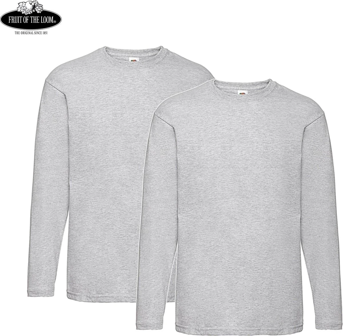 2 Pack Fruit Of The Loom Value Weight Longsleeve T-shirt Heather Grey Maat L 3 2 Pack Fruit Of The Loom Value Weight Longsleeve T-shirt Heather Grey Maat L