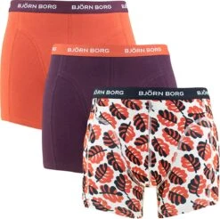 Björn Borg Boxershorts Essential (3 Pack) - Cotton Stretch Boxers Normale Lengte - Rood - Bordeaux En Print - Maat: XL