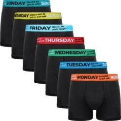 Merkloos 7 PACK Boxershort Heren | Katoen | Maat L | Zwart | All Days | Ondergoed Heren | Onderbroeken Heren |