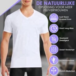 Anti Zweet Shirt – V-Hals - Krexs - Ingenaaide Okselpads – Anti Transpirant – Ondershirt - Wit - Mannen -LingaDore Ondergoed Winkle 1200x1200 381