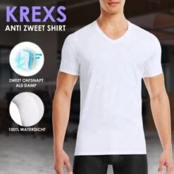 Anti Zweet Shirt – V-Hals - Krexs - Ingenaaide Okselpads – Anti Transpirant – Ondershirt - Wit - Mannen -LingaDore Ondergoed Winkle 1200x1200 382
