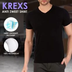 Anti Zweet Shirt – V-Hals - Krexs - Ingenaaide Okselpads – Anti Transpirant – Ondershirt - Zwart - Mannen -LingaDore Ondergoed Winkle 1200x1200 388