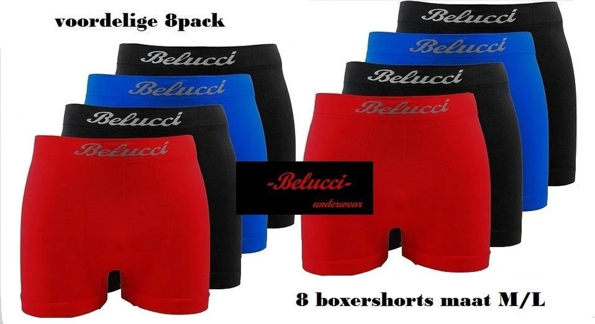 Belucci Heren Boxershorts Set Van 8 Stuks Maat M/L 3 Belucci Heren Boxershorts Set Van 8 Stuks Maat M/L