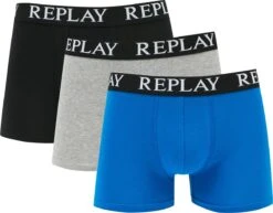Replay - Boxer Basic Cuff Logo 3 Pack - Boxershorts Heren - Maat S