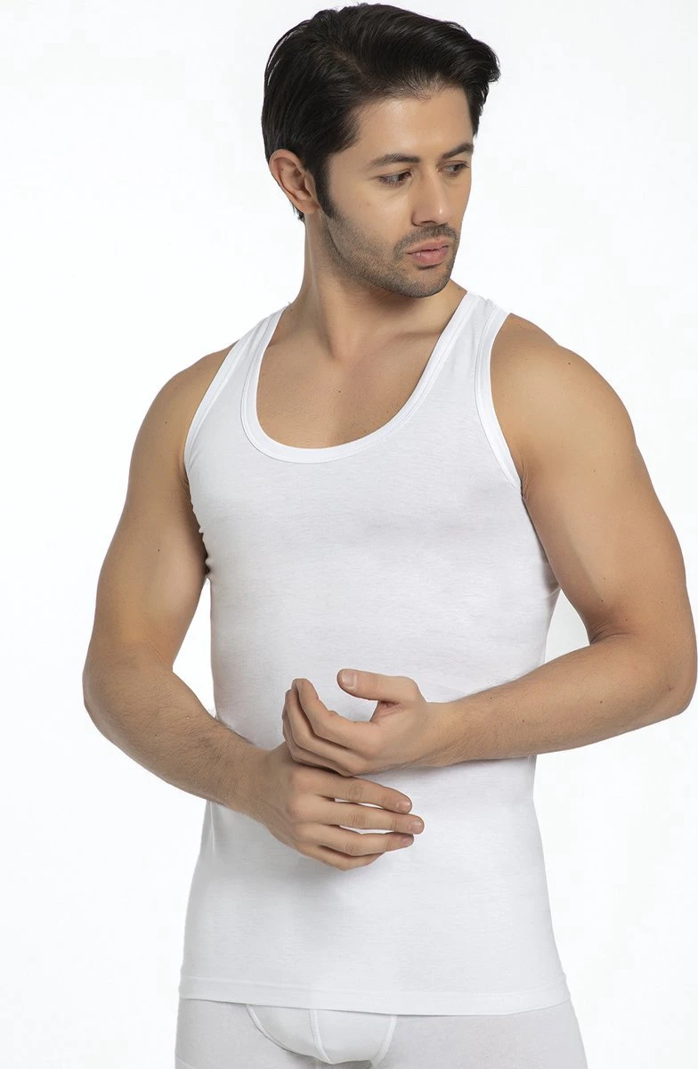SPRUCE UP - Onderhemden - Hemden Heren - Onderhemd Heren - Wit - 100% Katoen - Tanktop Heren - Mouwloos - Heren Ondergoed - Ronde Hals - Maat L 7 SPRUCE UP - Onderhemden - Hemden Heren - Onderhemd Heren - Wit - 100% Katoen - Tanktop Heren - Mouwloos - Heren Ondergoed - Ronde Hals - Maat L - Afbeelding 5