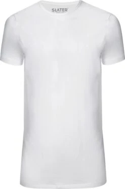 Slater 7700 - Basic Fit Extra Lang 2-pack T-shirt Ronde Hals Korte Mouw Wit XL 100% Katoen