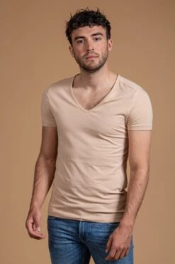 Suitable - T-shirt Beige Diepe V Hals Vitaru Stretch 2-Pack - Maat M - Slim-fit -LingaDore Ondergoed Winkle 800x1200 242