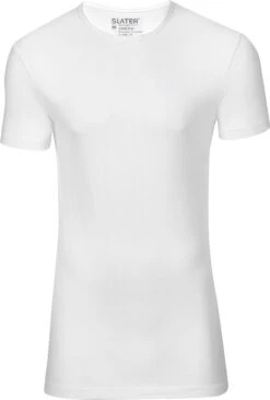 Slater 6500 - Stretch 2-pack T-shirt Ronde Hals Korte Mouw Wit L 95% Organisch Katoen 5% Elastan