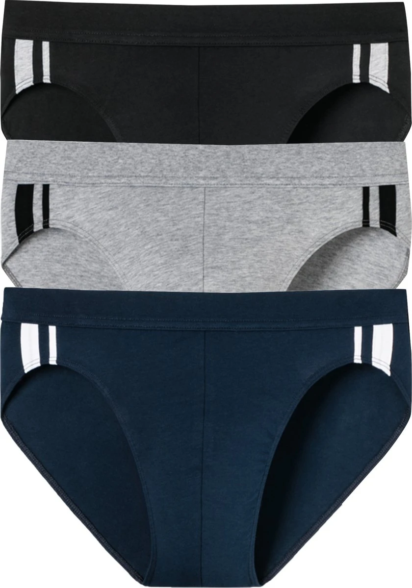 SCHIESSER 95/5 Stretch Rio Slips (3-pack) - Zwart - Blauw En Grijs - Maat: M 3 SCHIESSER 95/5 Stretch Rio Slips (3-pack) - Zwart - Blauw En Grijs - Maat: M