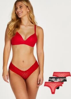 Hunkemöller Dames Lingerie 3-pack Brazilian Mesh - Rood - Maat L -LingaDore Ondergoed Winkle 860x1200