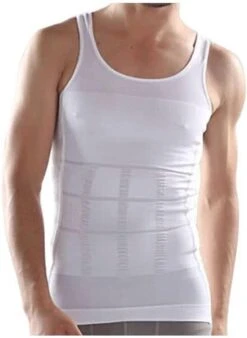 Merkloos Corrigerend Hemd Mannen - Body Buik Shapewear Shirt - Figuurcorrigerend Correctie Ondershirt - Slim Waist Shaper - Mouwloos Onderhemd - Wit Medium -LingaDore Ondergoed Winkle 876x1200