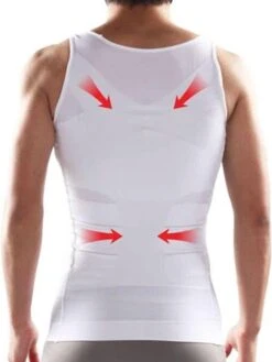 Merkloos Corrigerend Hemd Mannen - Body Buik Shapewear Shirt - Figuurcorrigerend Correctie Ondershirt - Slim Waist Shaper - Mouwloos Onderhemd - Wit Medium -LingaDore Ondergoed Winkle 900x1200 109