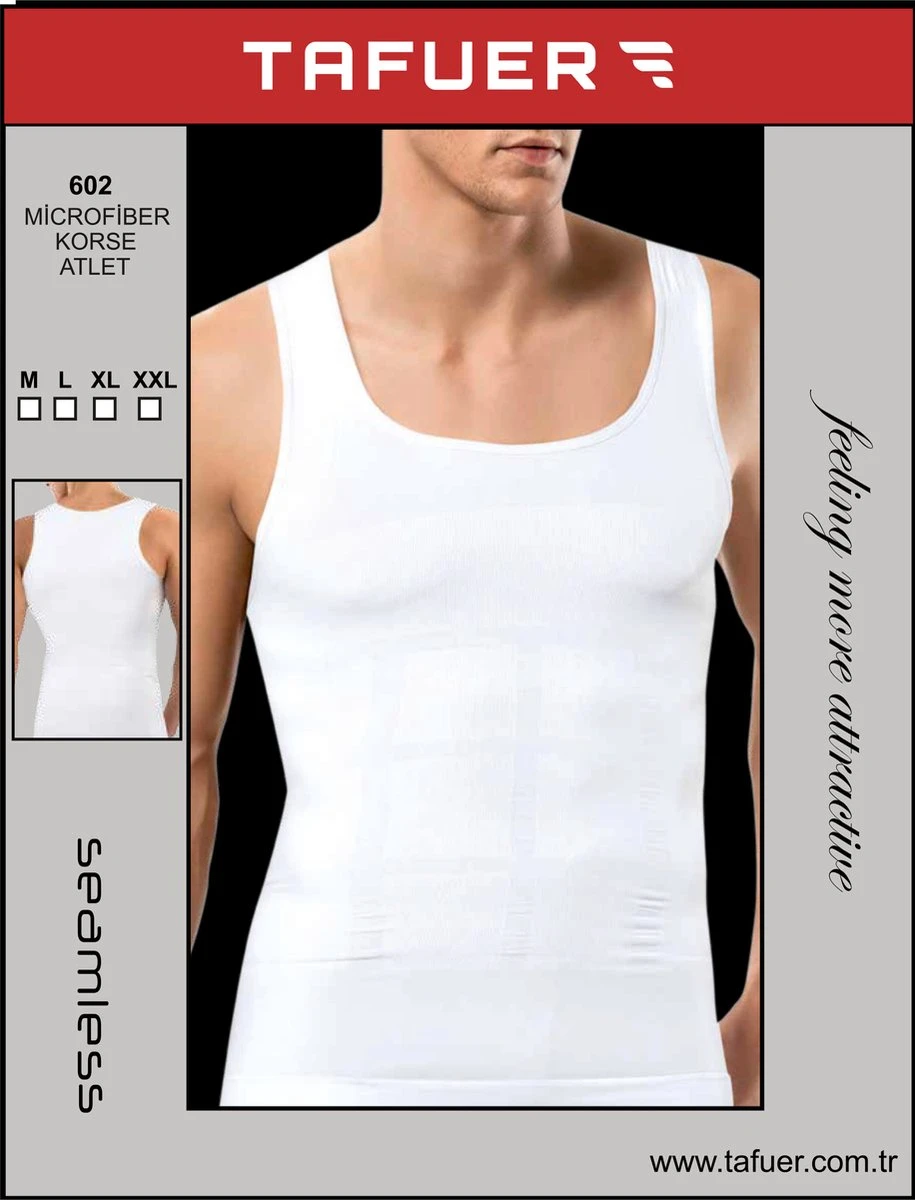 TAFUER - Corrigerend Hemd Mannen - Body Buik Shapewear Shirt - Slim Waist Shaper - Mouwloos - Wit - L 3 TAFUER - Corrigerend Hemd Mannen - Body Buik Shapewear Shirt - Slim Waist Shaper - Mouwloos - Wit - L