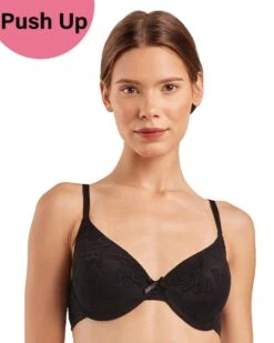 Vanilla - Dames Lingerie, Bh, Push-up Beugel Beha - Zwart - Maat 85B