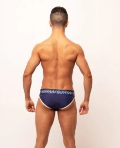 Sukrew Classic Slip Navy/Cream - Maat M - Heren Ondergoed - Onderbroek Met Grote Pouch -LingaDore Ondergoed Winkle 977x1200 3