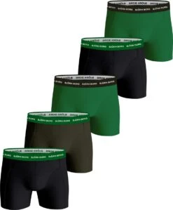 Björn Borg Boxershort Cotton Stretch- Onderbroeken - Boxer - 5 Stuks - Heren - Maat L - Groen/Zwart