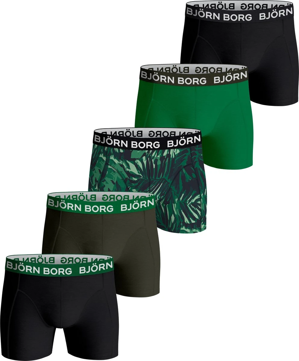 Björn Borg Boxershort Cotton Stretch- Onderbroeken - Boxer - 5 Stuks - Heren - Maat L - Groen/Zwart 3 Björn Borg Boxershort Cotton Stretch- Onderbroeken - Boxer - 5 Stuks - Heren - Maat L - Groen/Zwart