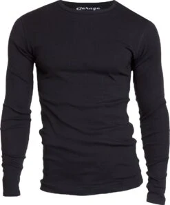 Garage 303 - Semi Bodyfit T-shirt Ronde Hals Lange Mouw Zwart L 100% Katoen 1x1 Rib